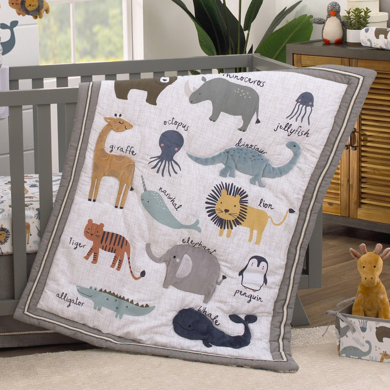 Indigo Safari Nojo Sparta Zoo Animals 4 Piece Crib Bedding Set Wayfair